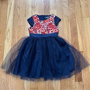 A.T.U.N. Floral Tulle Party Dress Girls size 3-4Y Navy Special Occasion